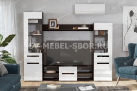 Мебель для гостиной МГС 6 (Исполнение 1/Венге/Белый глянец) в Оконешниково - okoneshnikovo.katalogmebeli.com | фото