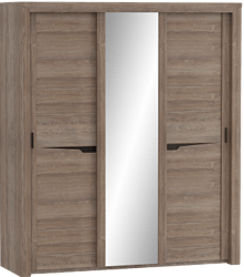 Шкаф трехдверный Соренто с раздвижными дверями Дуб стирлинг/Кофе структурный матовый в Оконешниково - okoneshnikovo.katalogmebeli.com | фото